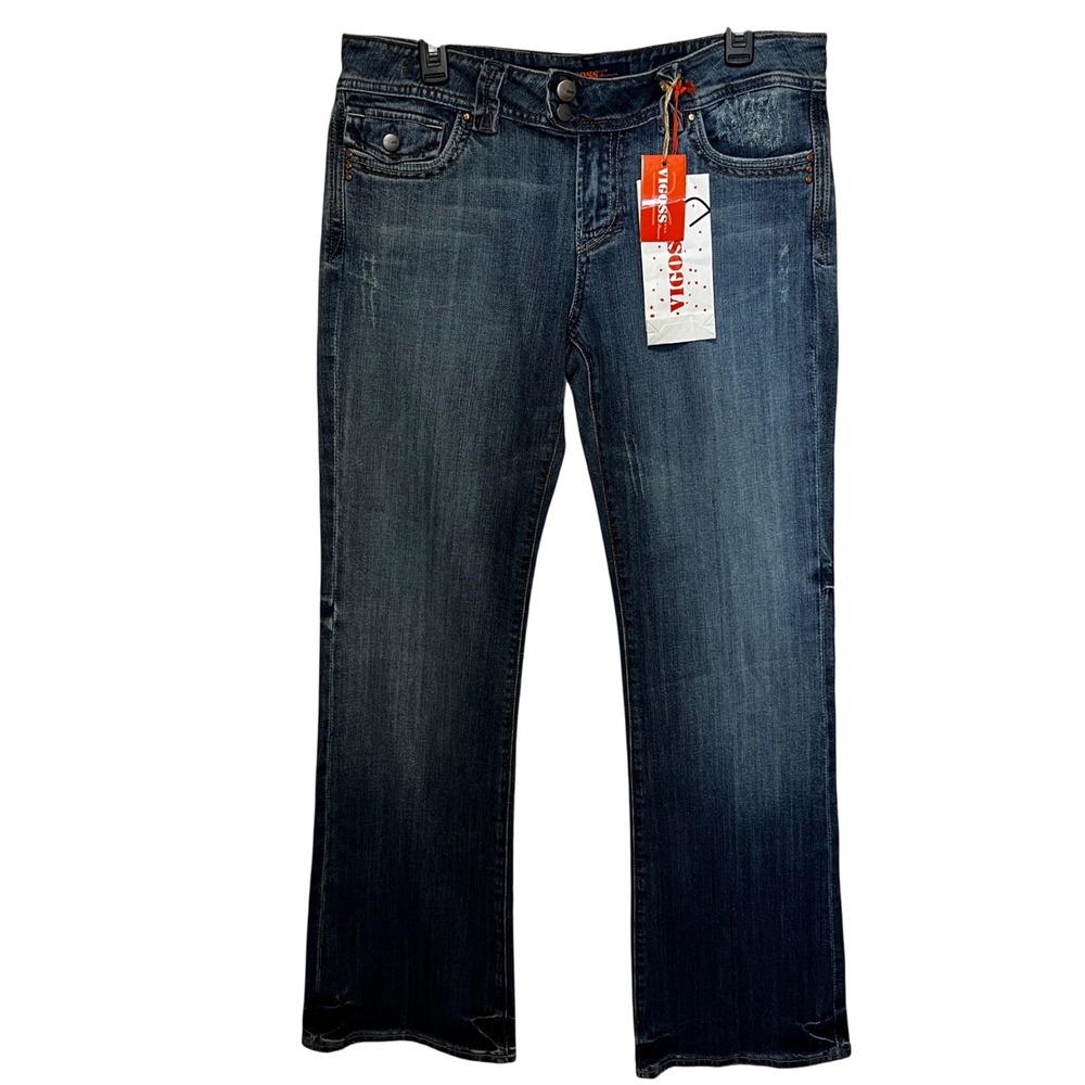 Vigoss USA Premium Denim Mid Rise Dark Wash Bootcut Jeans Juniors Size 13/14 Y2K - Picture 2 of 9